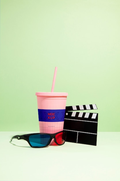 PSD 3d glasses mockup for movies