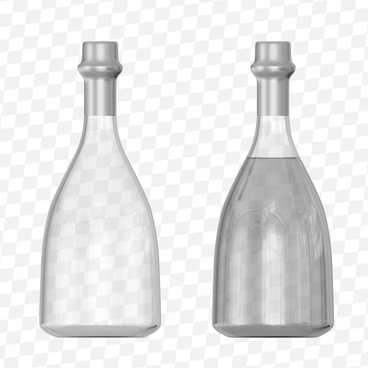 PSD 3d glazen fles voor grappa wodka gin whisky drank met een inhoud van 700ml mock up fles