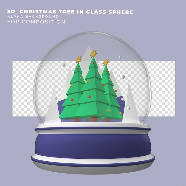 PSD 3d glazen kerst bol render