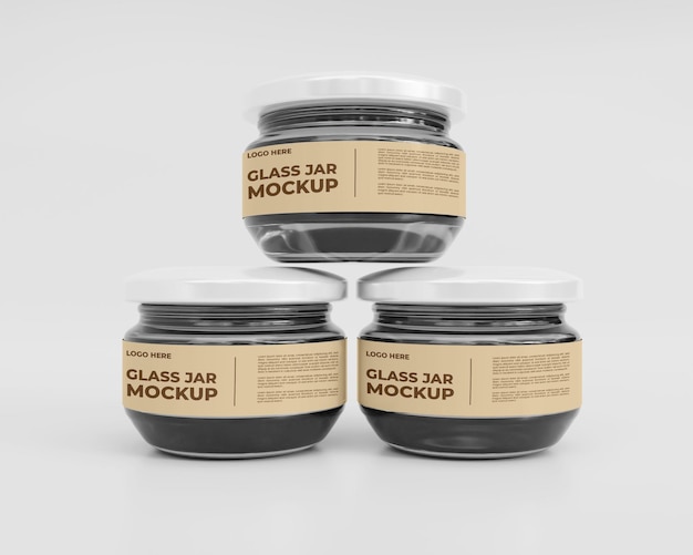 3D glazen pot mockup ontwerp