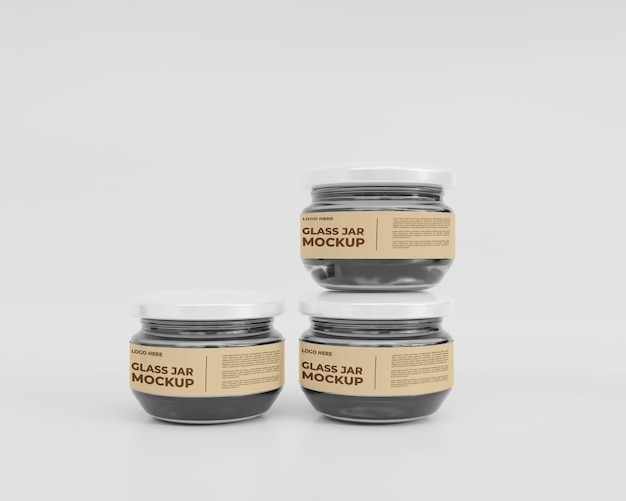 PSD 3d glazen pot mockup ontwerp