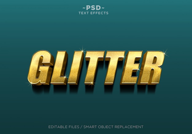 3D Glitter Gold Effect Editable Text