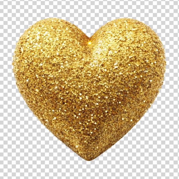 PSD 3d блестящее золотое сердце изолировано на прозрачном фоне