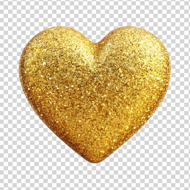 PSD 3d glitter goud hart geïsoleerd op doorzichtige achtergrond