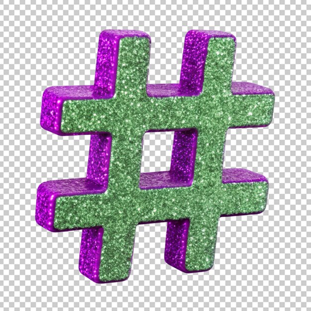 PSD 3d glitter hashtag symbol