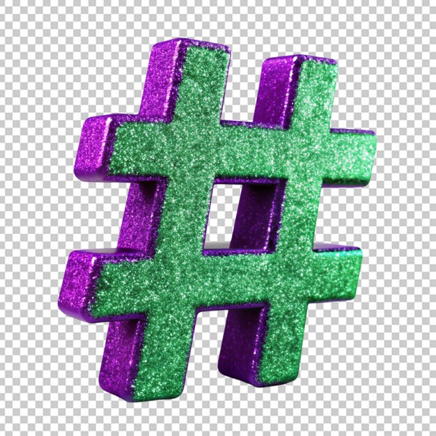 PSD 3d glitter hashtag symbol