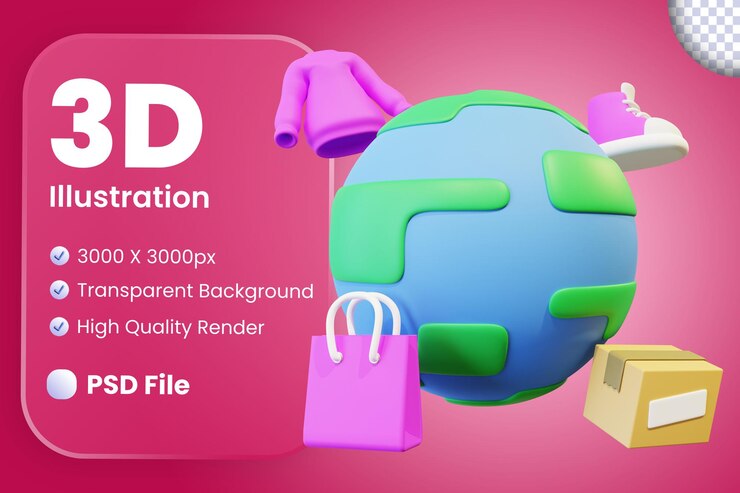 PSD 3d global economy illustration