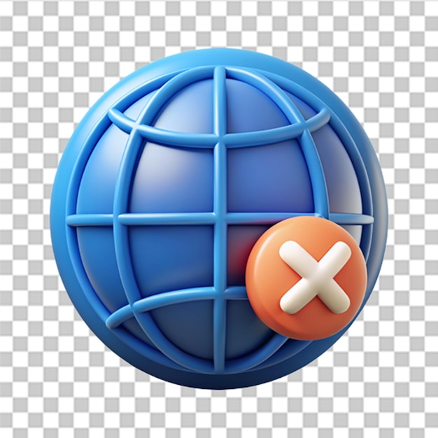 3D Global error icon Internetverbindingsfout Website-toegang geweigerd Trendy en moderne vector in 3D-stijl