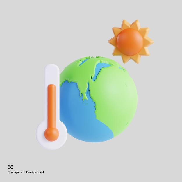 PSD icona del riscaldamento globale 3d