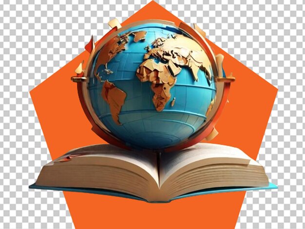 PSD 3d globe on book world book day concept