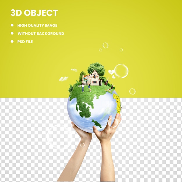 PSD 3d globe in hand