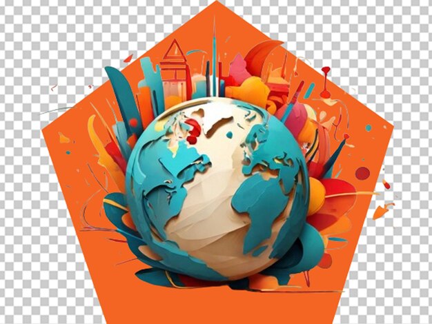 PSD 3d-globe op boek wereldboekdag concept