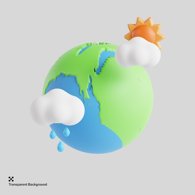 3d globe weather regen en zonnig icoon