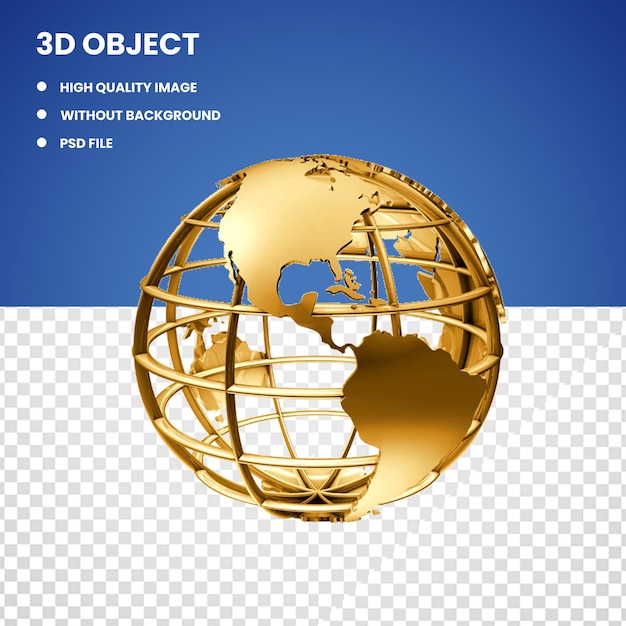 PSD 3d глобус мира золотой