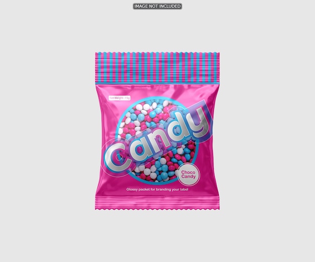 3d glossy candy packet mockup