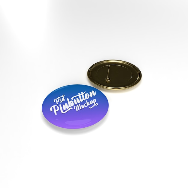 3d глянцевая круглая металлическая золотая кнопка булавки на плоской поверхности