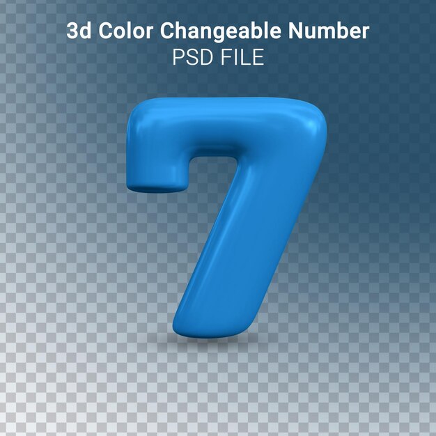 PSD 3d glossy color changable number 7