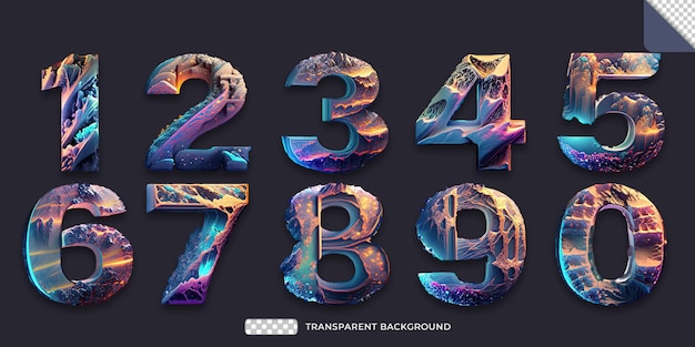 PSD 3d glossy number isolated