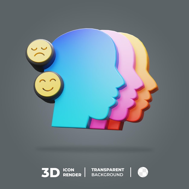 PSD 3d głowa ikona emocji