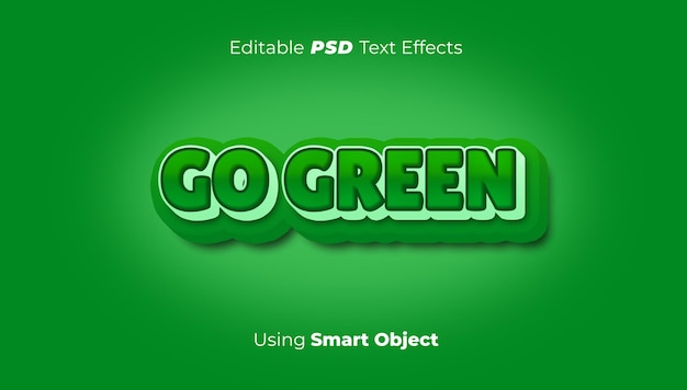 PSD 3d go green bewerkbare teksteffecten sjabloon