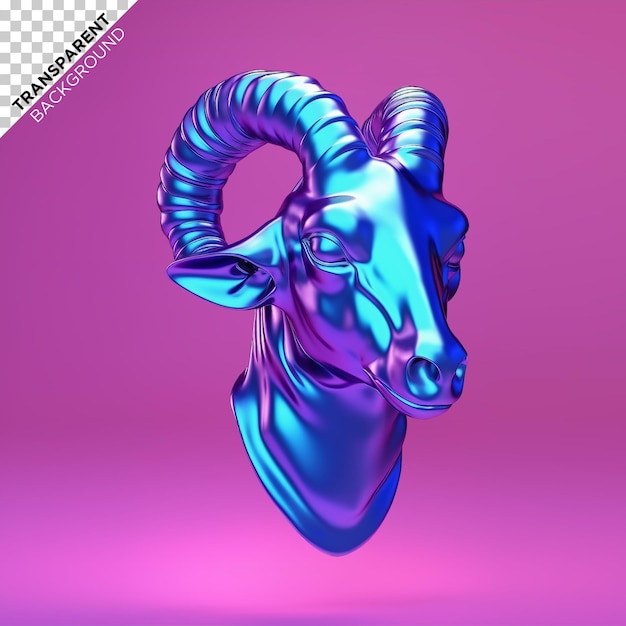 PSD 3d goat head holographic ilustration