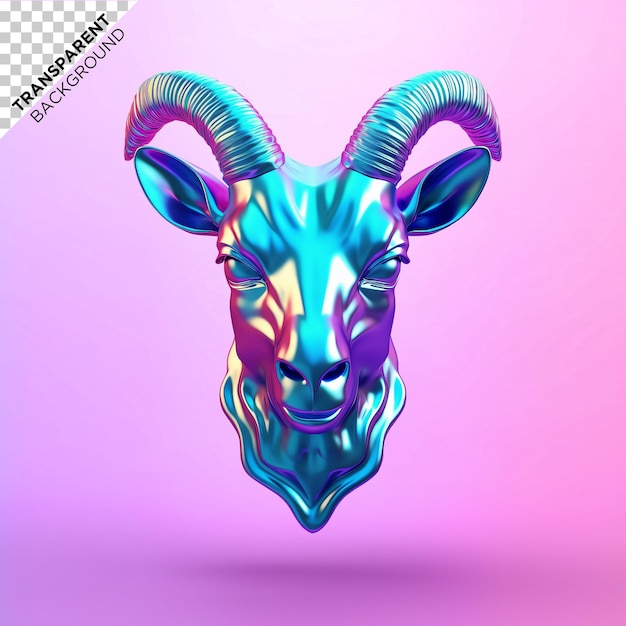 3d goat head holographic ilustration