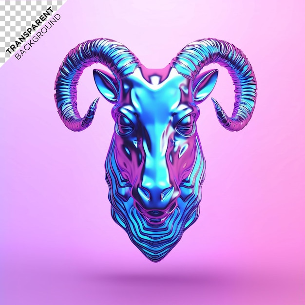 3d goat head holographic ilustration