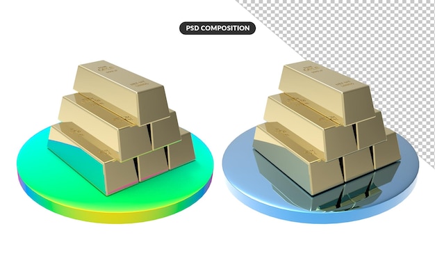 연단 프리미엄 Psd와 3d 골드 바