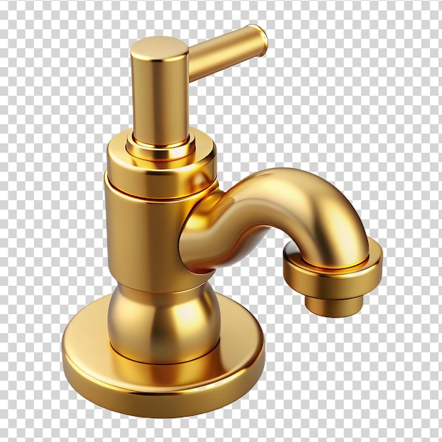 PSD 3d gold bidet faucet isolated on transparent background