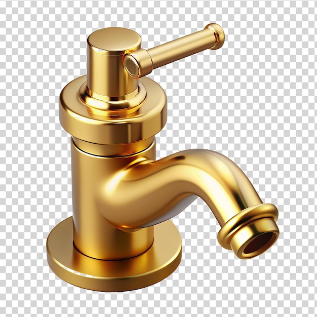 3d gold bidet faucet isolated on transparent background