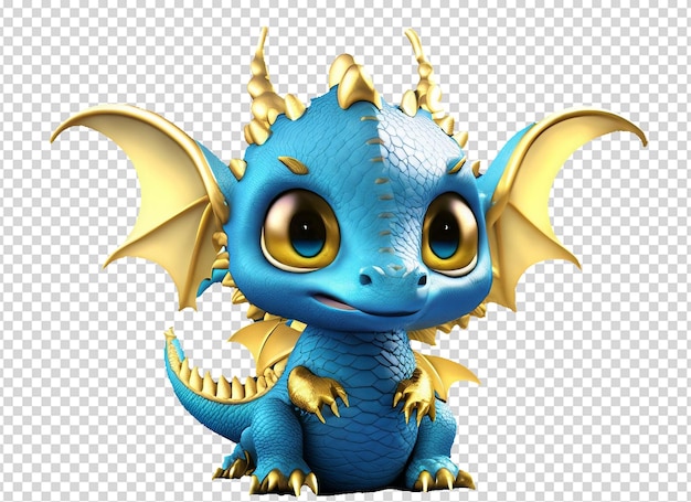 3D Gold and Blue baby Dragon