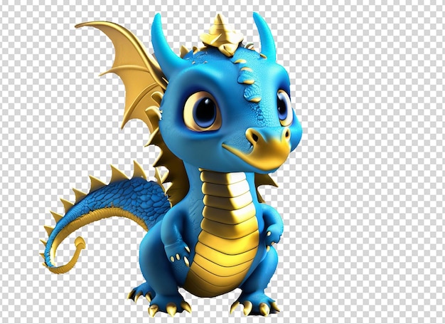 3D Gold and Blue baby Dragon