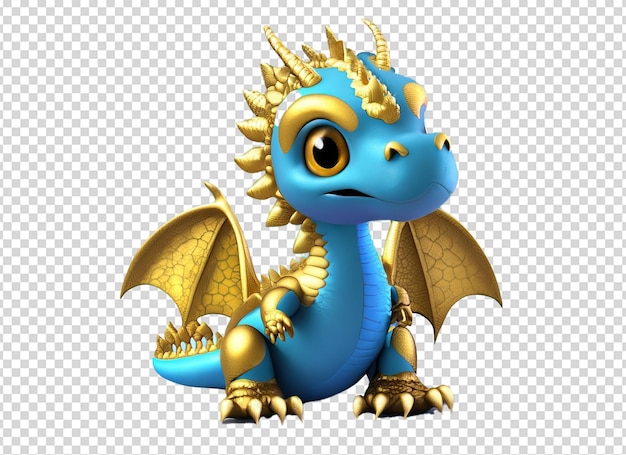 3d gold and blue baby dragon