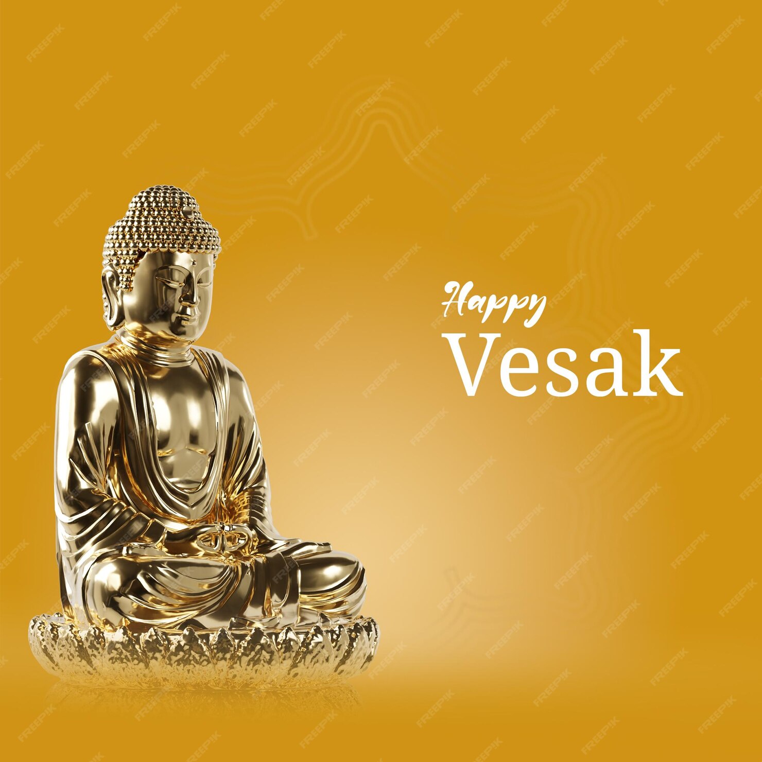 Premium PSD | 3d gold buddha asset design happy vesak day