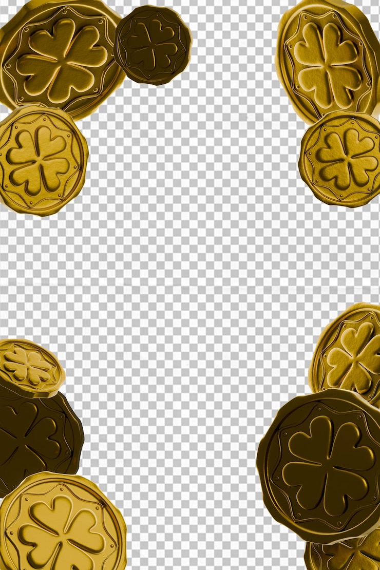 PSD 3d gold clover background psd