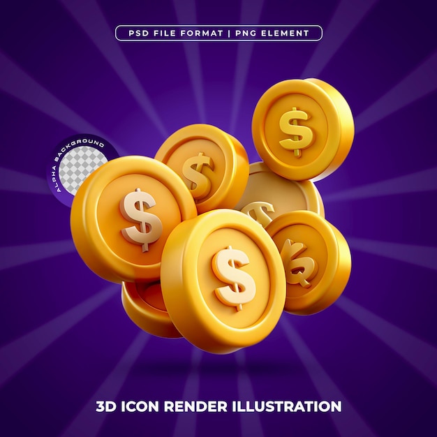 3Dゴールドコイン アイコン 富 アンプ デジタル通貨コンセプト