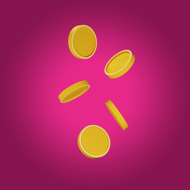 PSD 3d gold coins icon with several angel