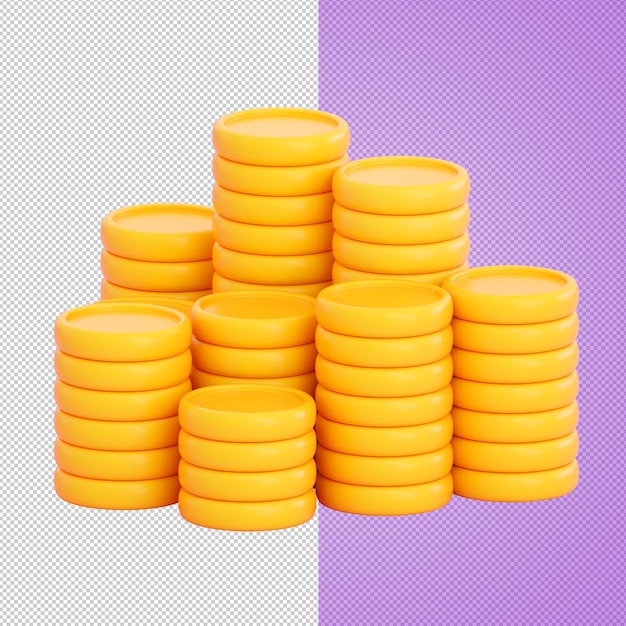 PSD 3d gold coins stacks. investment, money growth, banking, payment, business and finance