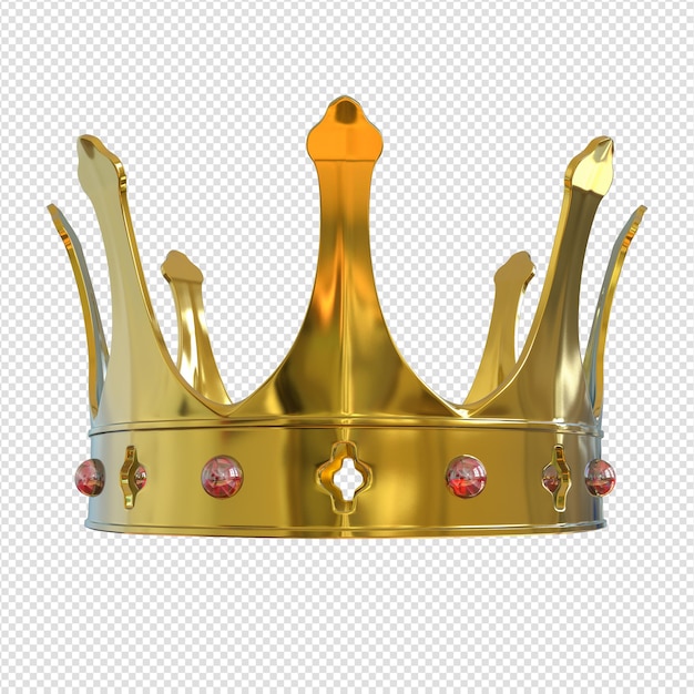 PSD 3d gold crown with red diamonds