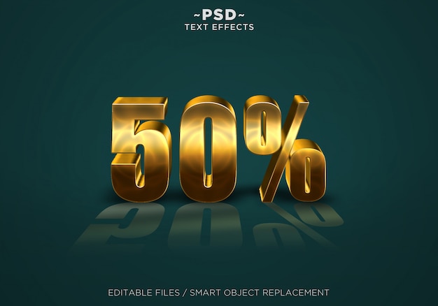 3d gold discount 50％effects editable text