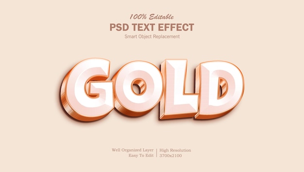 Редактируемый текстовый эффект photoshop 3d gold