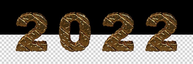 PSD 3d gold figures new year 2022