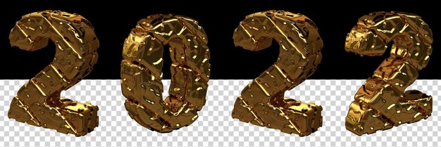 3d gold figures new year 2022