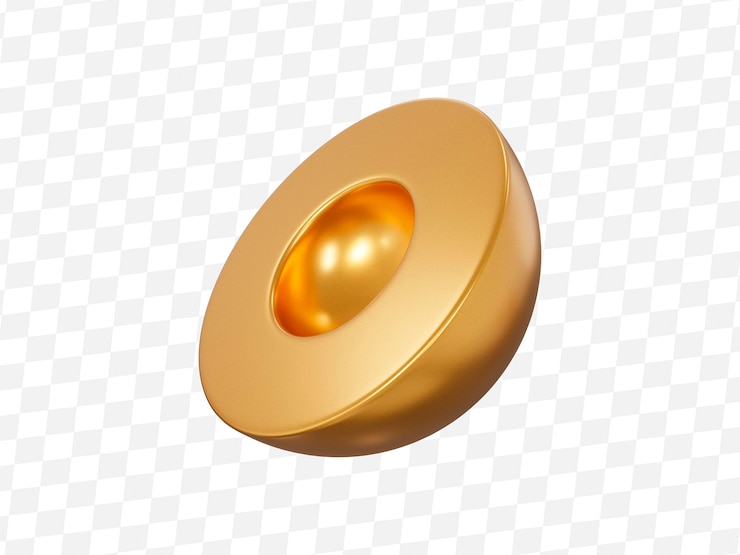 PSD 3d gold geometric shape hemisphere metal simple figure for your design on isolated background