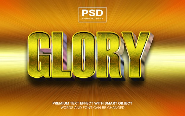 3d gold glory editable text effect