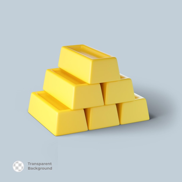 3d gold ingot icon design isolated