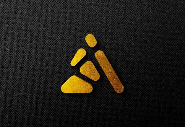 Logo 3d gold mockup sulla parete scura