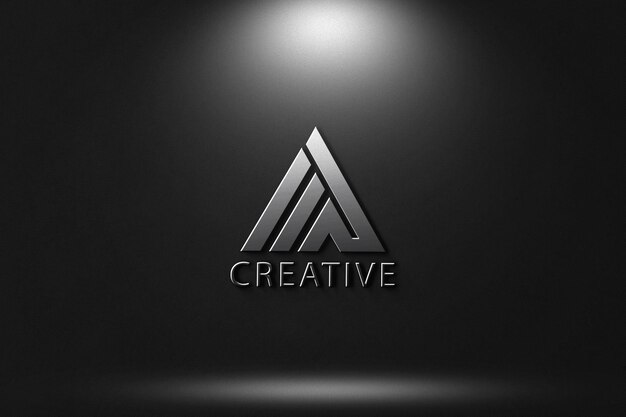 Mockup logo oro 3d sul muro