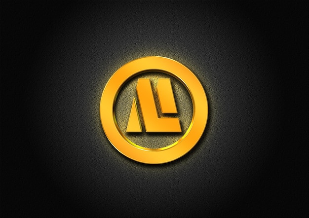 3d gold logo mockup