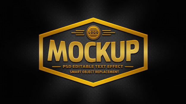 PSD 3d gold logo mockup